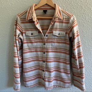 Patagonia Women's Button Down Shirt - Orange and Cream Stripes
